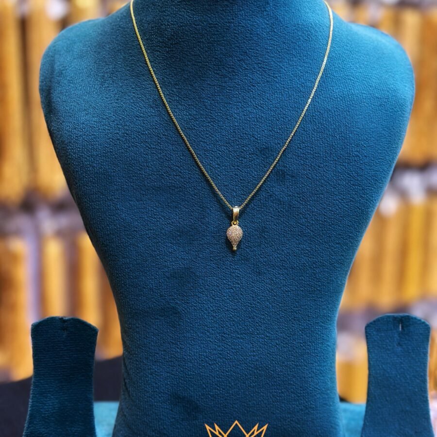 Gold plated AD stones Thali with box chain (00229) - White, 24 Inches