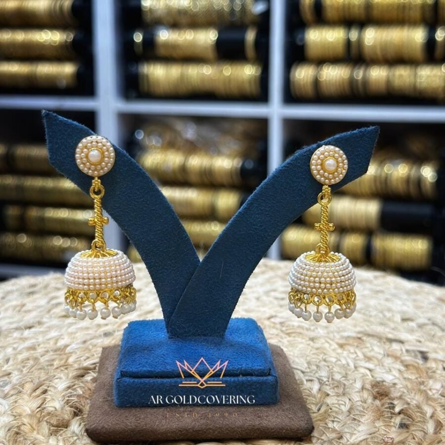 Gold plated jhumka with pearls (00249)