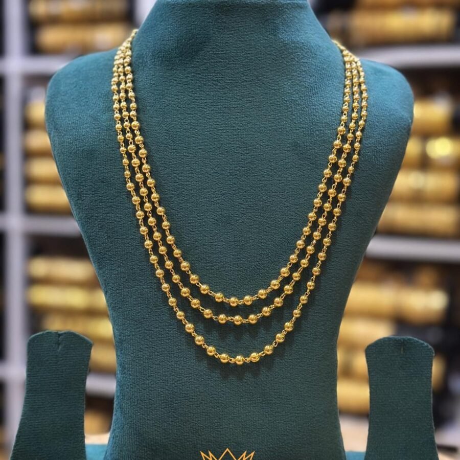 Gold plated 3 layers Dumbbells necklace (00246)