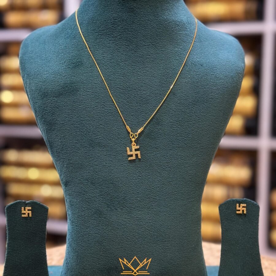 Gold plated AD stones pendant with 18inches chain and with earrings (00245)