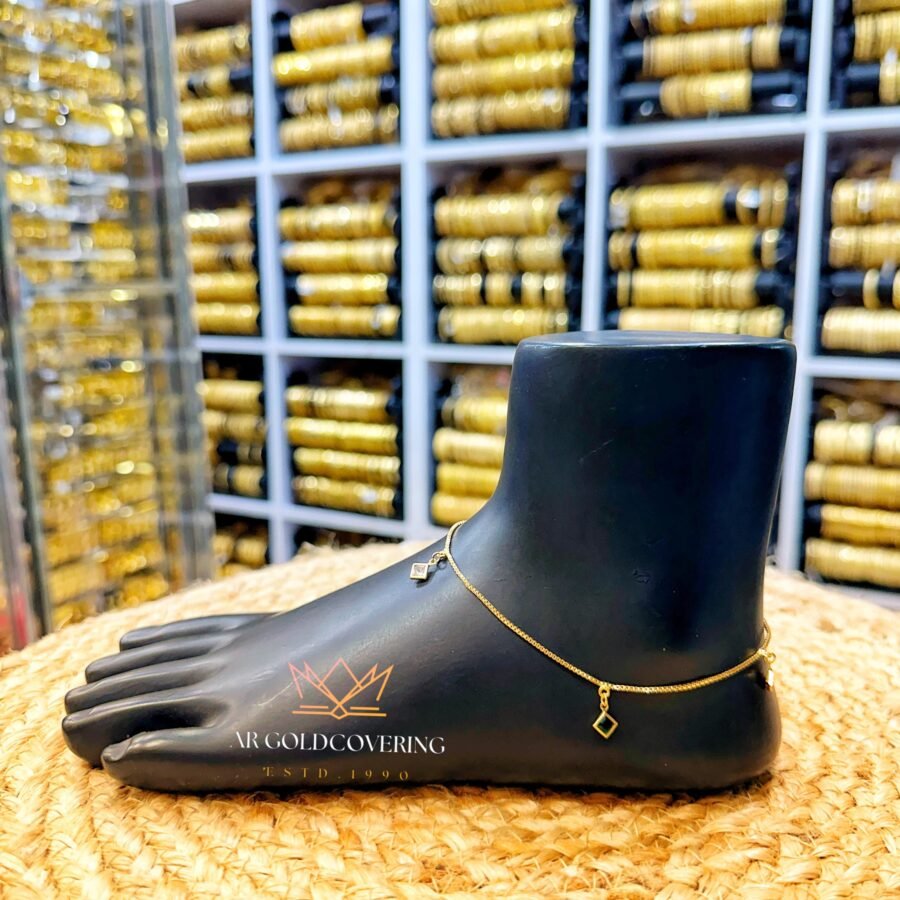 Gold plated Anklet with multicoloured stones (00255)