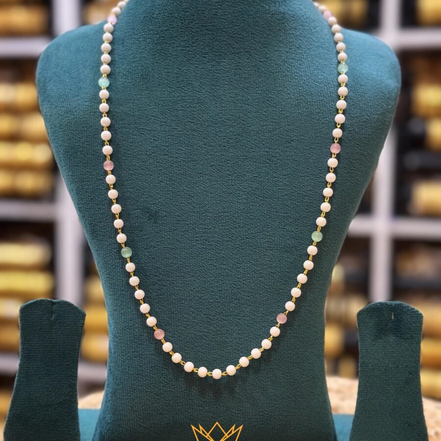 Gold plated 24inches chain with monalisa beads (00266)