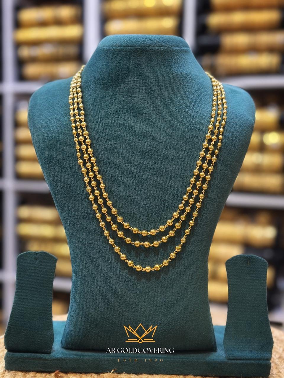 Gold Plated 3 Layer Dumbbells Necklace_00246