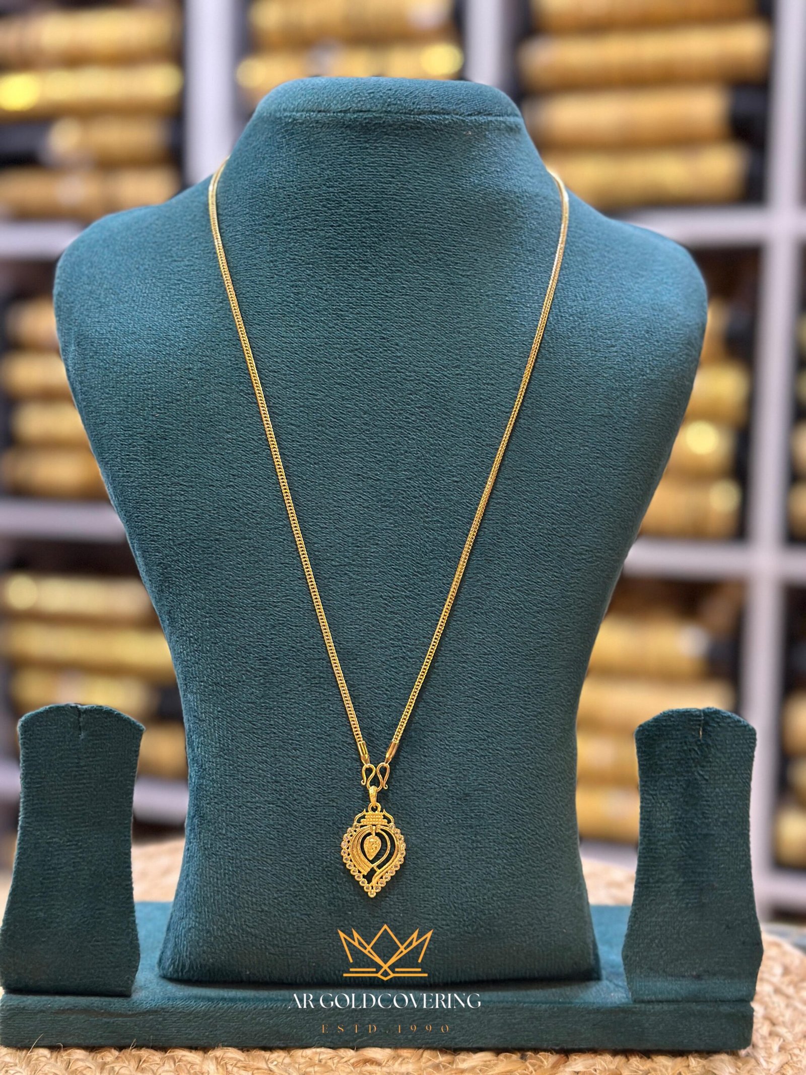 Gold Plated AD stones hindu thali with 24 inch chain_00191