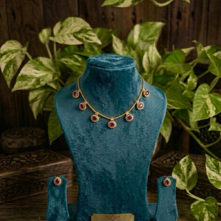 Gold plated Antique finish set with AD stones(00290)