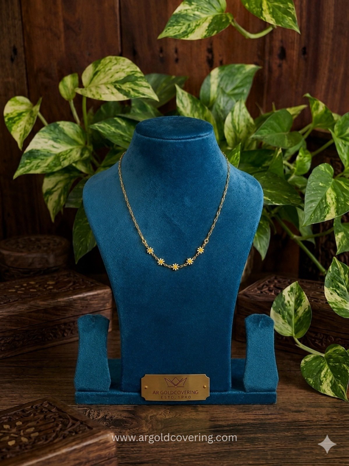 Gold plated 18inches simple floral design necklace(00312)