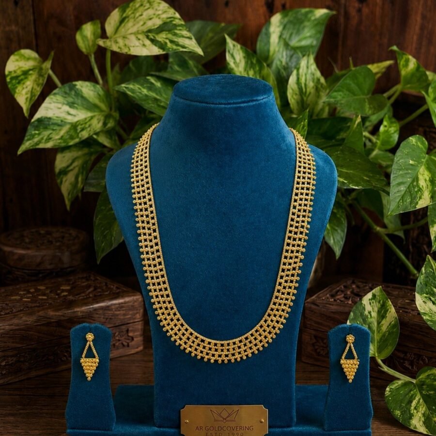 Gold plated long haram with earrings (00328)