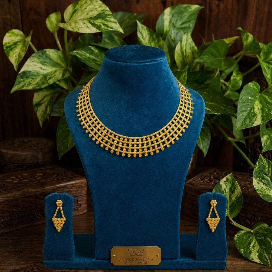 Gold plated short haram with earrings(00329)