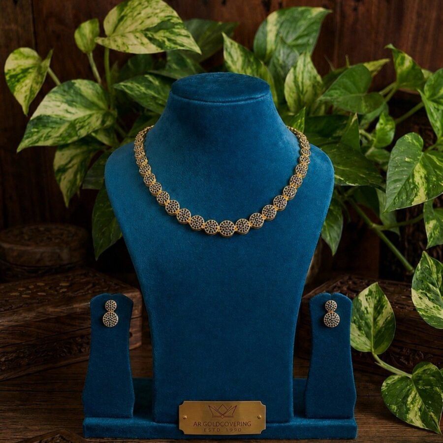 Gold plated AD stones necklace with earrings(00330)